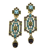 Heidi Daus "Classic Edition" Blue Multicolor Crystal Drop Earrings, 2"